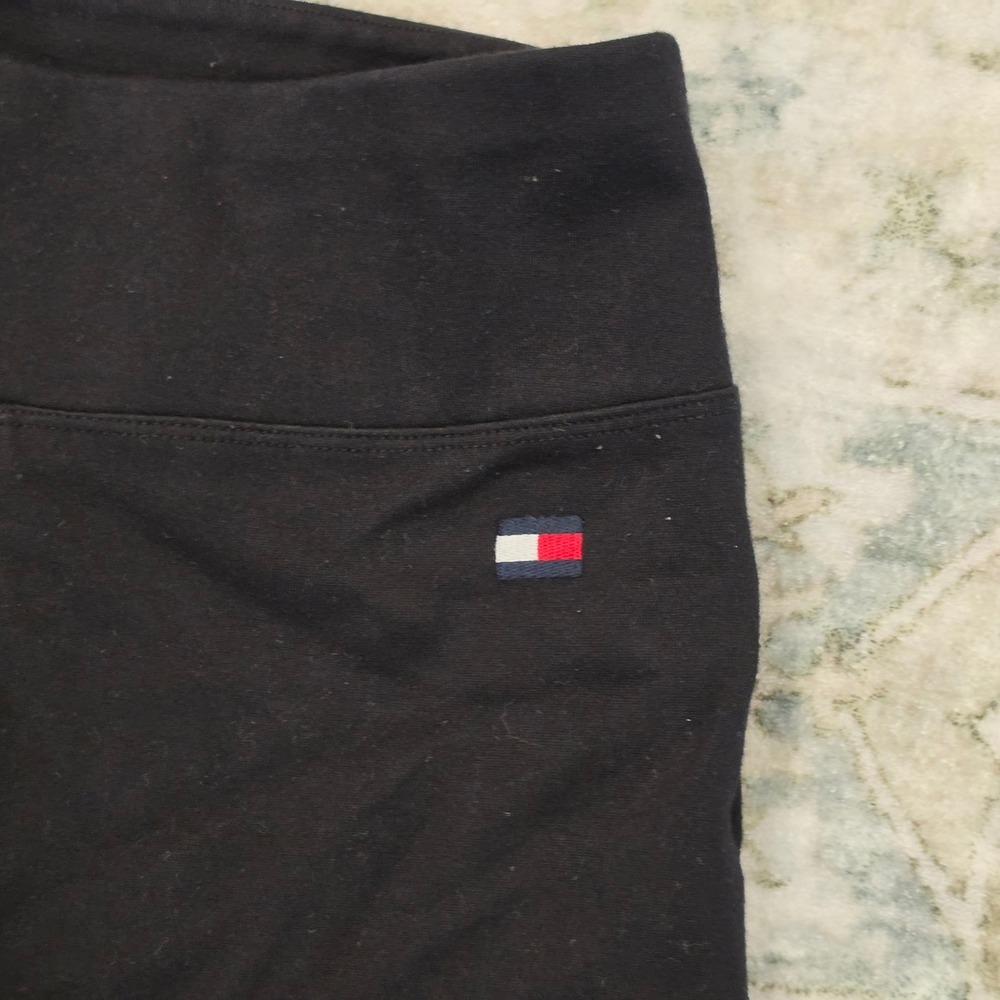 Tommy Hilfiger Sport Womens Black Stirrup Leggings High Rise Striped Trim XS - Picture 4 of 7